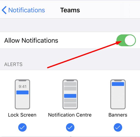 Le notifiche di Microsoft Teams non funzionano su iPhone