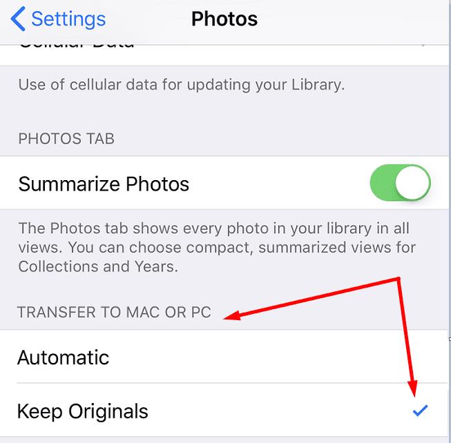 O Microsoft Photos trava ao importar do iOS