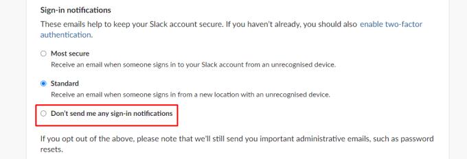Slack：サインイン通知を無効にする方法