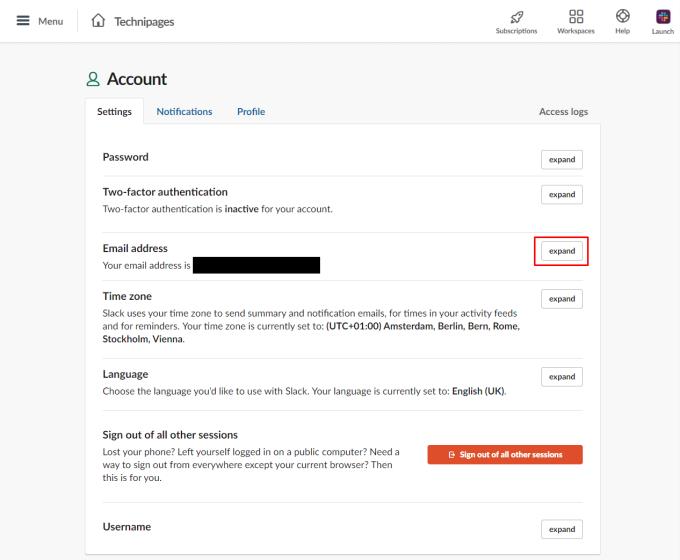 Slack：アカウントのメールアドレスを変更する方法