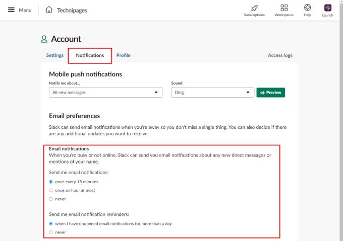 Slack: come configurare le preferenze di notifica e-mail