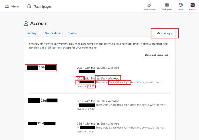 Slack: So zeigen Sie Ihre Kontozugriffsprotokolle an