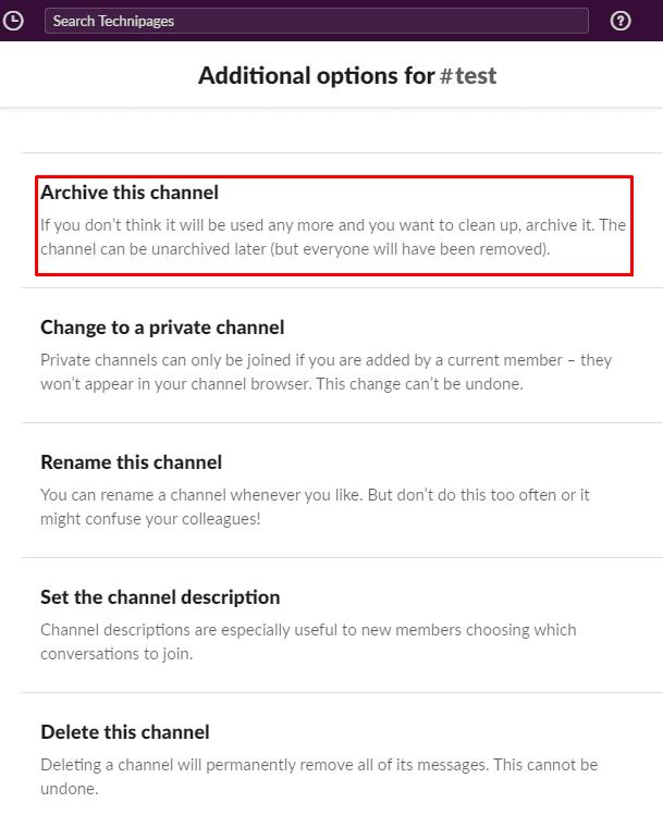 Slack: come archiviare un canale