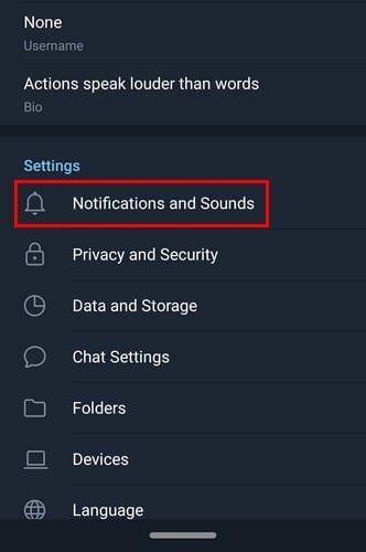 Como interromper notificações de telegrama ingressadas no Android