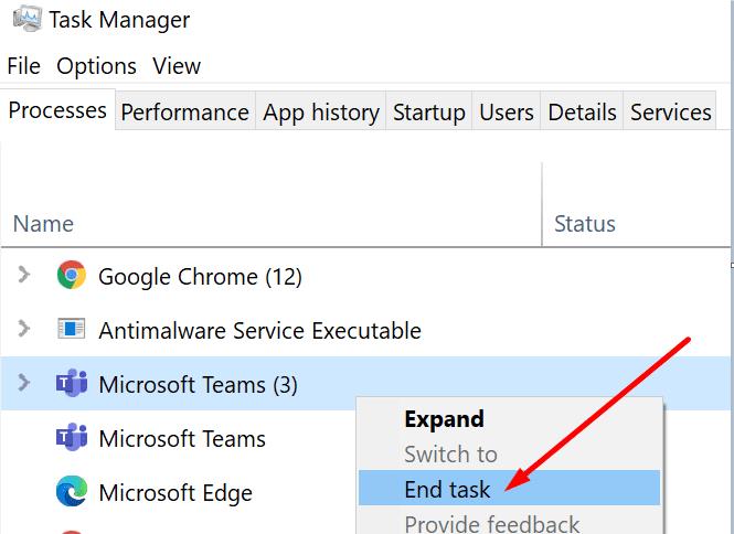 Sửa các lỗi không mong muốn / không xác định của Microsoft Teams
