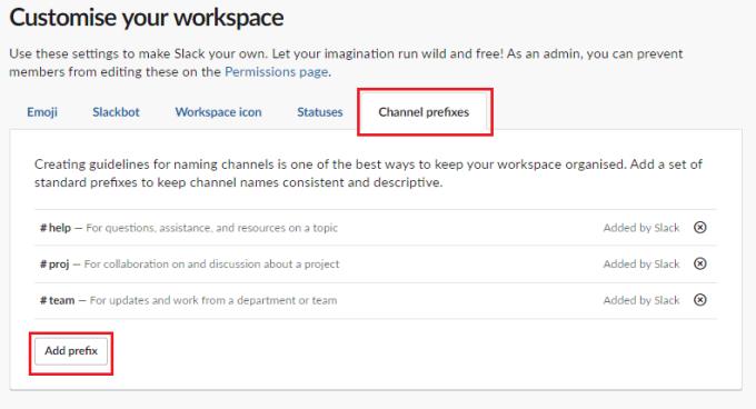 Slack: come aggiungere un nuovo prefisso al canale