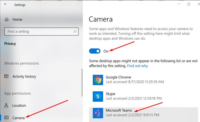 MicrosoftTeamsのカメラがグレー表示されている問題を修正