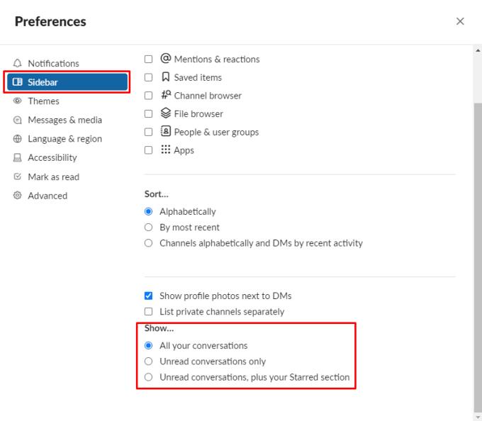 Slack：サイドバーに未読メッセージがあるチャンネルのみを表示する方法