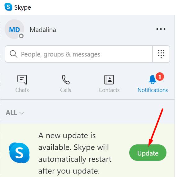 windows 10 skype notifications