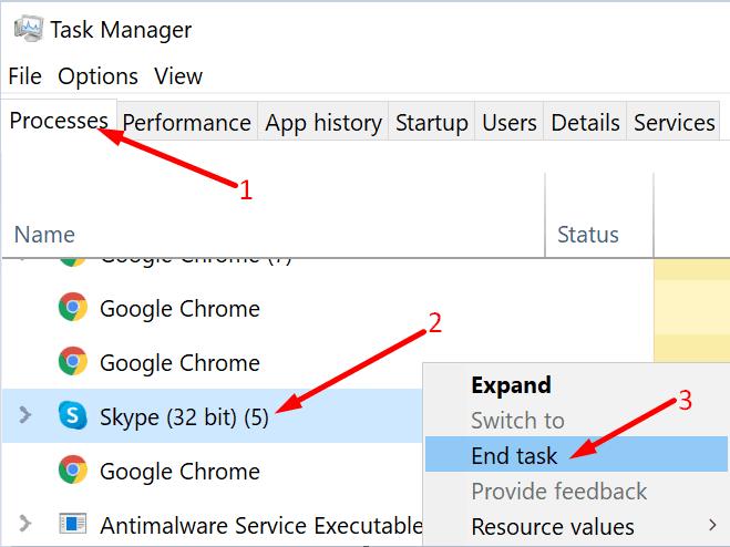 Correggi automaticamente le modifiche allo stato di Skype