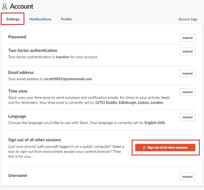 Slack：他のすべてのセッションからサインアウトする方法