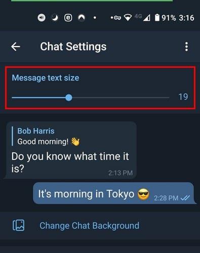 Comment changer la taille du texte dans Telegram