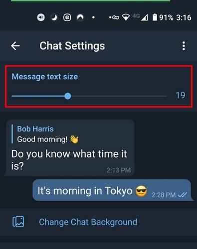 如何更改電報中的文本大小