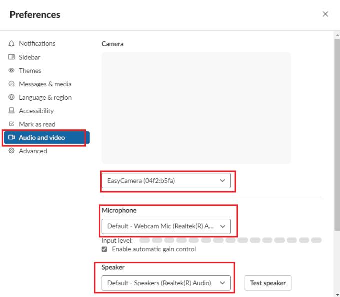 Slack：通話用の入力デバイスを選択する方法