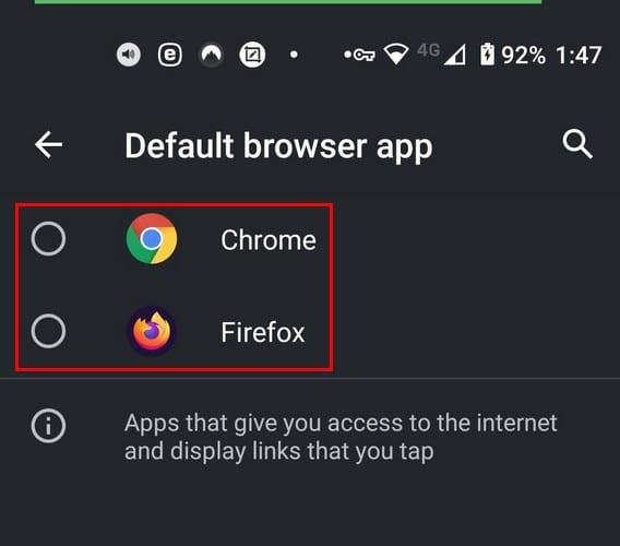 Come cambiare il browser Web predefinito – Android 10