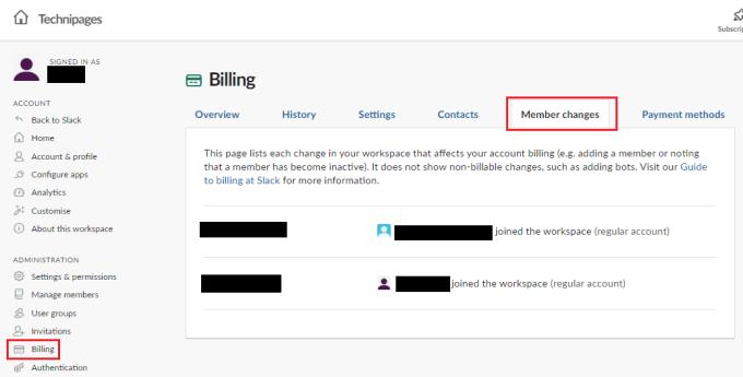 Slack: 청구서에 영향을 주는 변경 사항 목록을 보는 방법