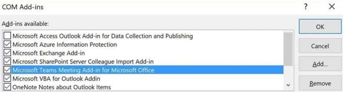 Corrigir Microsoft Teams que não estão se integrando ao Outlook