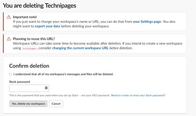 Slack：ワークスペースを削除する方法