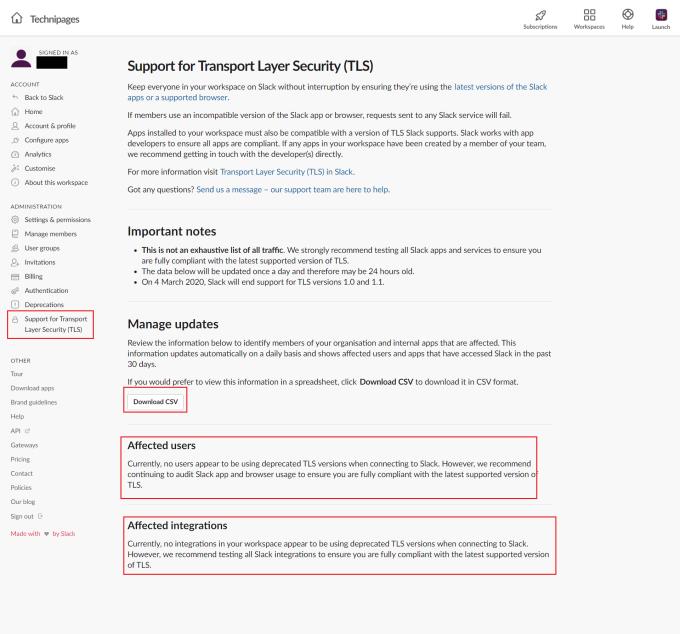 Slack: So überprüfen Sie, ob keine Benutzer oder Integrationen veraltete TLS-Sicherheit verwenden