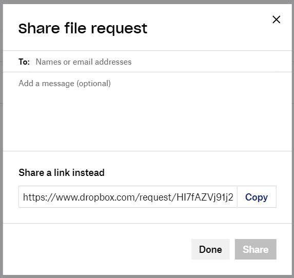 Dropbox: como solicitar o upload de um arquivo de alguém
