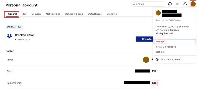 Dropbox: Cách cập nhật địa chỉ email tài khoản của bạn