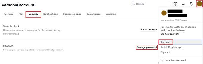 Dropbox: come cambiare la password