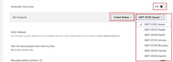 Dropbox: hoe u uw tijdzone kunt wijzigen