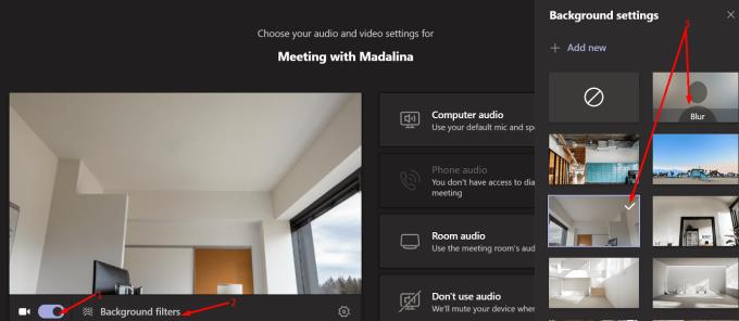 Microsoft Teams: Włącz efekty tła i rozmycie