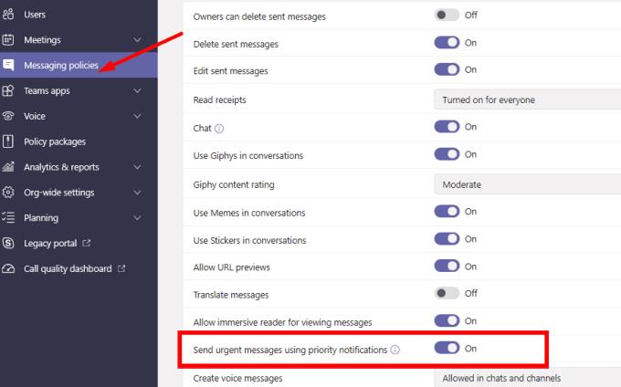 Disabilitare i messaggi urgenti in Microsoft Teams