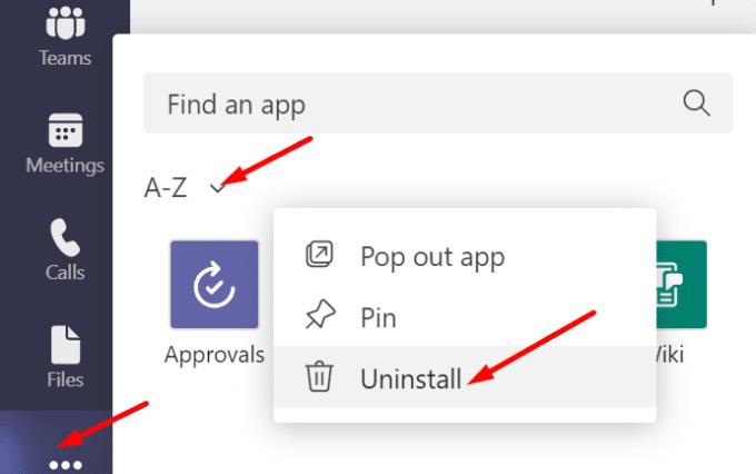 Apps verwijderen uit Microsoft Teams