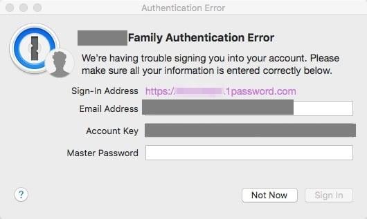 Cómo corregir errores de autenticación de 1Password