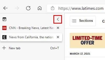 Verticale tabbladen in- en uitschakelen in Microsoft Edge