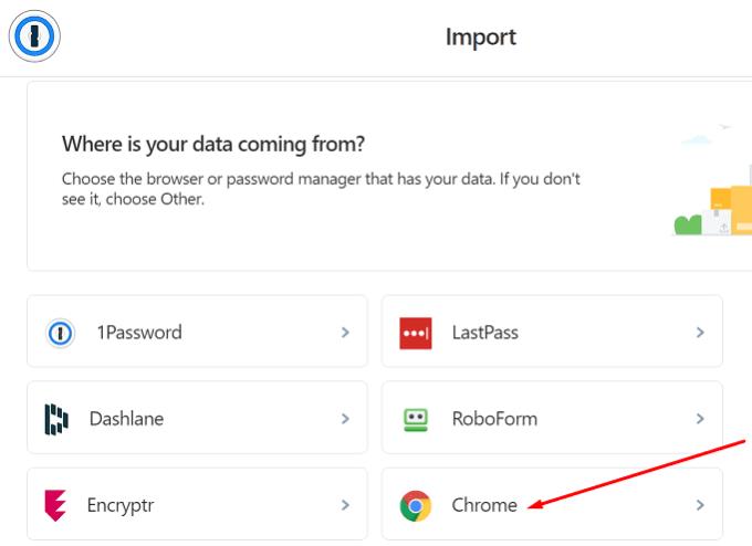 Come importare password da Chrome a 1Password