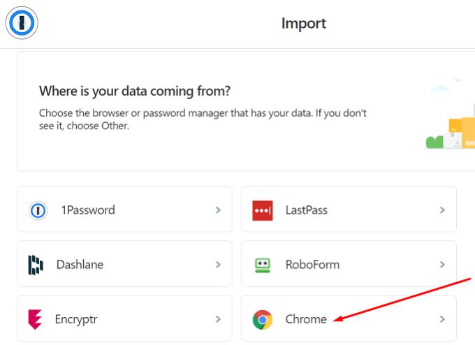 Como importar senhas do Chrome para 1Password