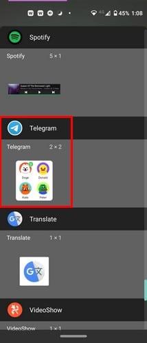 Telegram-widgets toevoegen en aanpassen