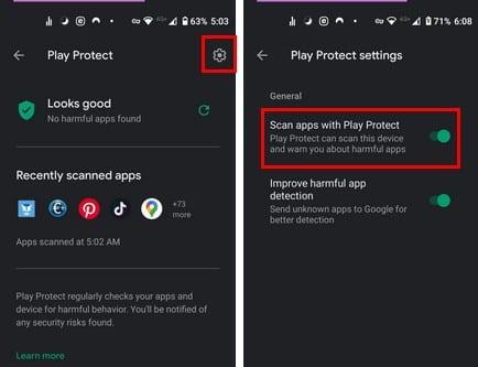 Android에서 Google Play 프로텍트를 활성화/비활성화하는 방법