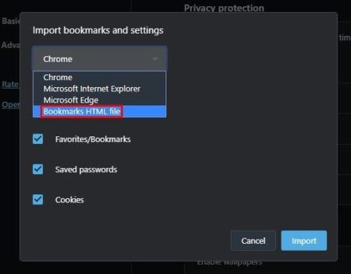 Como importar favoritos do Chrome para o Opera