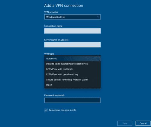 Guida per l'utente: configurazione VPN di Windows 10