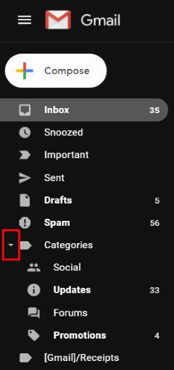 Gmail: Hiển thị / Ẩn Thư mục trên Menu Bên trái