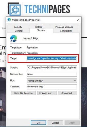Como sempre fazer o Microsoft Edge aberto no modo privado