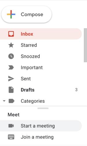 GmailからGoogleMeetセッションを開始する