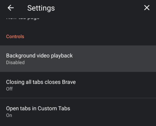 Brave dành cho Android: Bật phát lại video trong nền