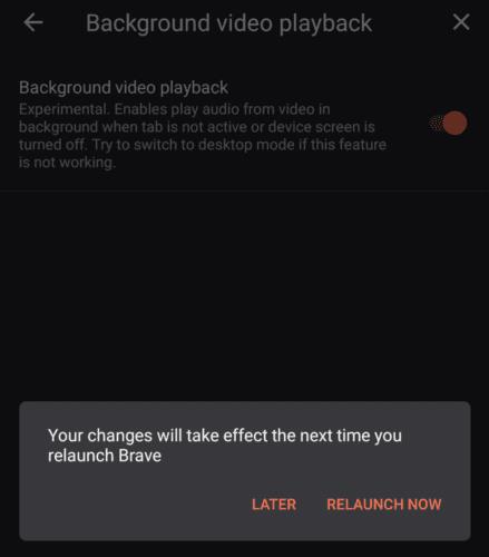 Brave dành cho Android: Bật phát lại video trong nền