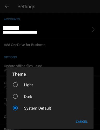 One Drive für Android: Dunkelmodus aktivieren