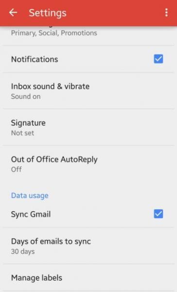 Tắt dữ liệu tự động đồng bộ hóa trong ứng dụng Gmail
