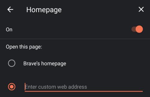 Brave pour Android : Changer la page d'accueil