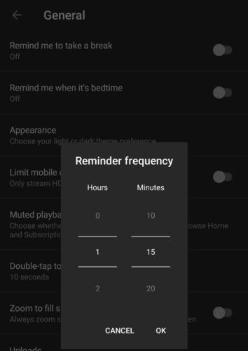 Configurez YouTube sur Android pour vous rappeler de faire une pause