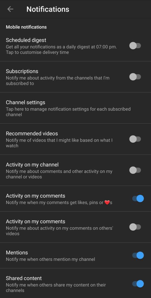 Comment configurer les paramètres de notification dans YouTube pour Android