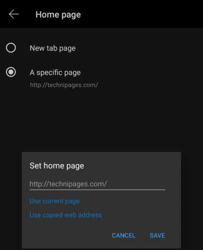 Come cambiare la home page nel browser Edge su Android