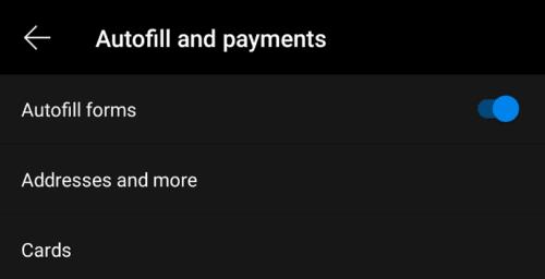 Edge for Android：オートフィルアドレスを追加する方法